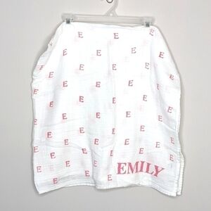 Emily E Monogrammed Personalized Swaddle Blanket 43x40in